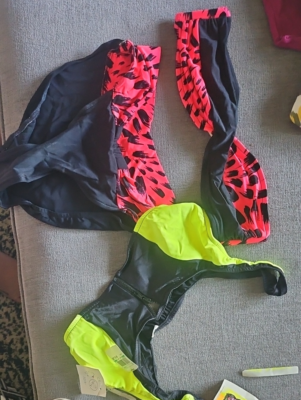 Catalina Neon Pink and Black Patterned Swimsuit